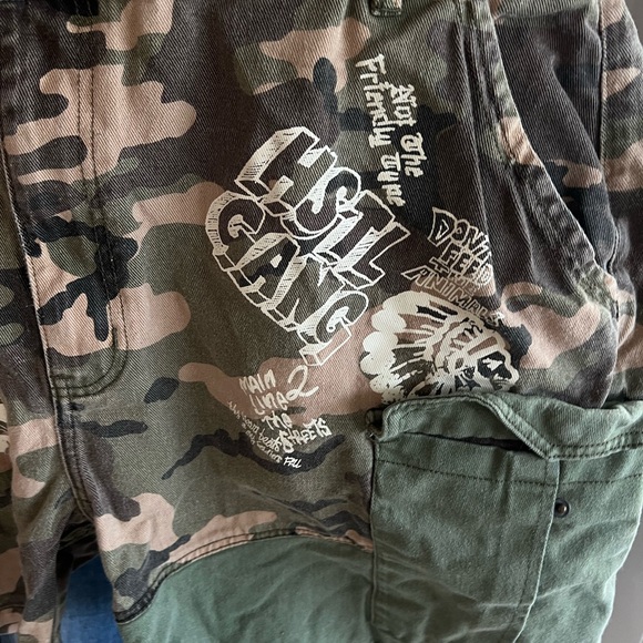 Mens 100% Authentic Hustle Gang Camo Cargo Pants sz42 - Picture 2 of 13